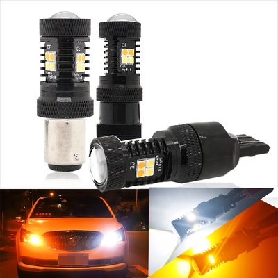 Διπλά των άσπρων κίτρινων 12V Switchback χρώματος φω'τα 1157 3157 7443 3030 16SMD σημάτων στροφής φρένων οδηγήσεων