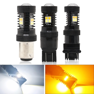 Διπλά των άσπρων κίτρινων 12V Switchback χρώματος φω'τα 1157 3157 7443 3030 16SMD σημάτων στροφής φρένων οδηγήσεων