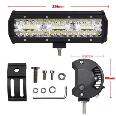 9 ιντσών 180W διπλή σειρά LED φωτεινή μπάρα λευκό / κίτρινο για οχήματα εκτός δρόμου