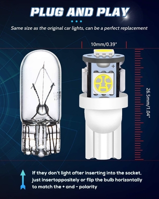 194 τσιπ σφηνών T10 SMD 5050 λαμπών φωτός 6500K των αυτοκίνητων οδηγήσεων