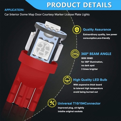 194 τσιπ σφηνών T10 SMD 5050 λαμπών φωτός 6500K των αυτοκίνητων οδηγήσεων