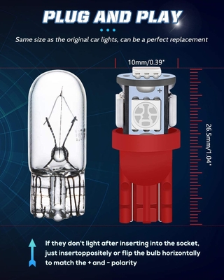 194 τσιπ σφηνών T10 SMD 5050 λαμπών φωτός 6500K των αυτοκίνητων οδηγήσεων