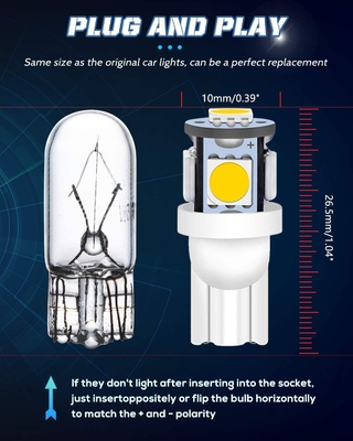 194 τσιπ σφηνών T10 SMD 5050 λαμπών φωτός 6500K των αυτοκίνητων οδηγήσεων